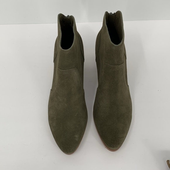 Violet & Red Cupid suede ankle boots olive green shoe bootie heel zipper new 9 - Picture 4 of 6